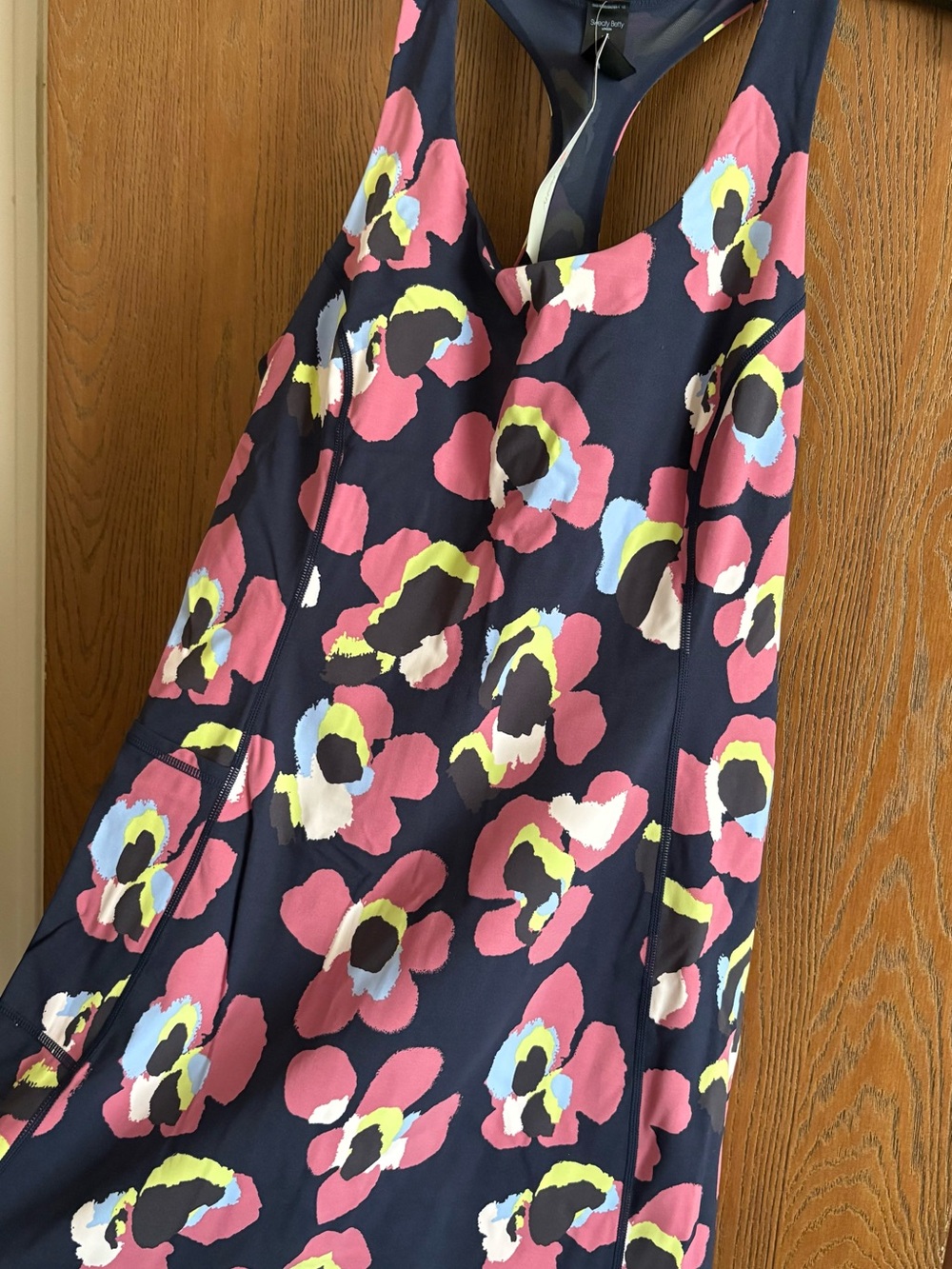 Sweaty Betty Navy Floral-Print Dress with Pink, Yellow & Light Blue Accents